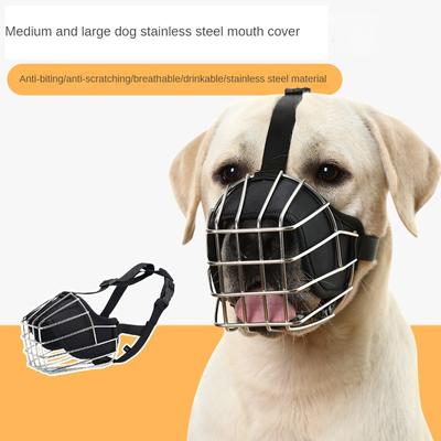 Large and Medium-sized Dog Mouth Cover Anti-eating, Anti-biting, Breathable and Drinkable Stainless Steel Dog Mouth Cover for Fierce Dogs