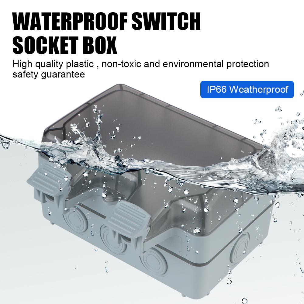 IP66 Weatherproof AC 110~240V With USB Charging 16A Power Supply Switch Socket Outdoor Wall Power Socket for Home& Garden Double EU Socket