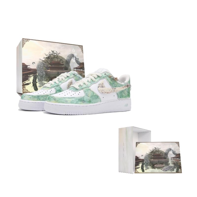 

Nike Air Force 1 Abrasion Resistant Slip Resistant Low top Skateboard Shoes Women s White Green DD8959-100(Team24-S-BOX) 40