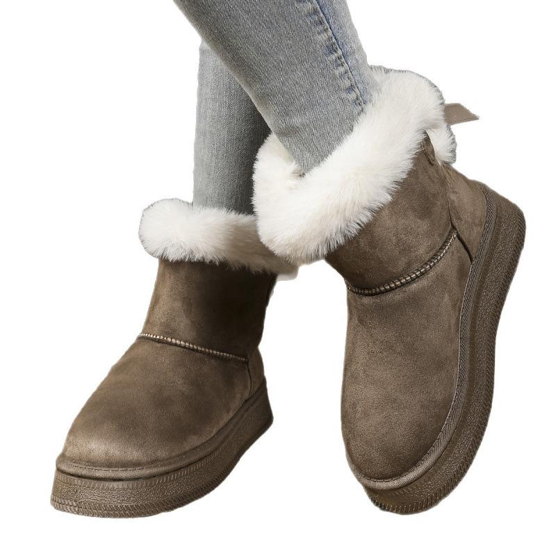 Large Size Snow Cotton Shoes Winter Fur Integrated Cotton Thickened Fur Warm Cotton Shoes