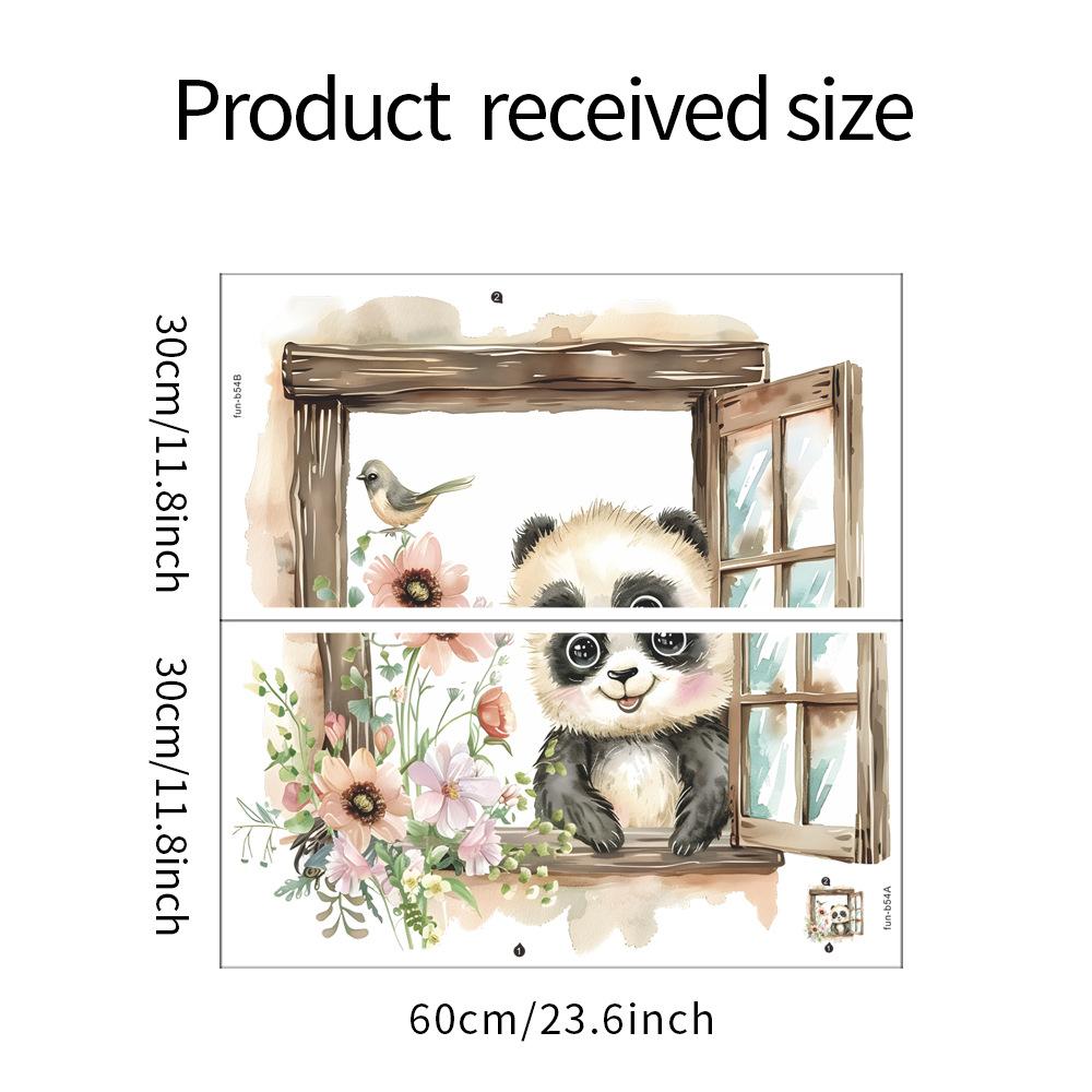 Fun-b54 False Window Panda Children's Room Kindergarten Home Background Landscaping Wall Sticker