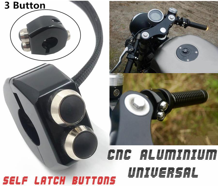 Universal CNC Motorcycle ATV Handlebar Aluminium Alloy Switch Reset Buttons 12V