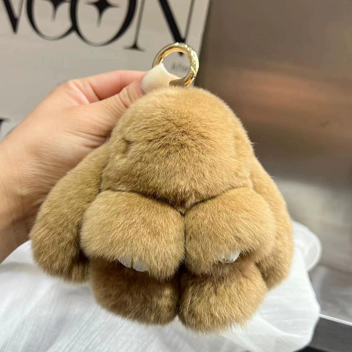 

Корейська Мила Лялька Зайчик з Хутра Кролика Рекс Брелок Підвіска для Машини Міні Плюшева Підвіска Мертвий Кролик темно-коричневого кольору
