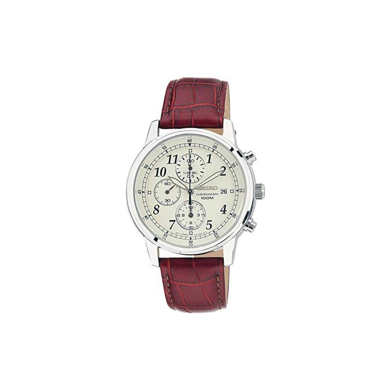 

SEIKO 100 meters waterproof fashion Quartz leather strap men s watch white dial SNDC31P1