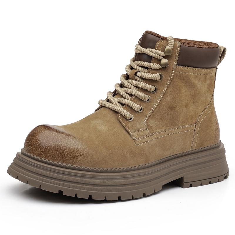 Suede Leather Men's Fashionable Ankle Boots Autumn Winter Male Short Leather Boots Versatile Motorcycle Boots New High Top Botas