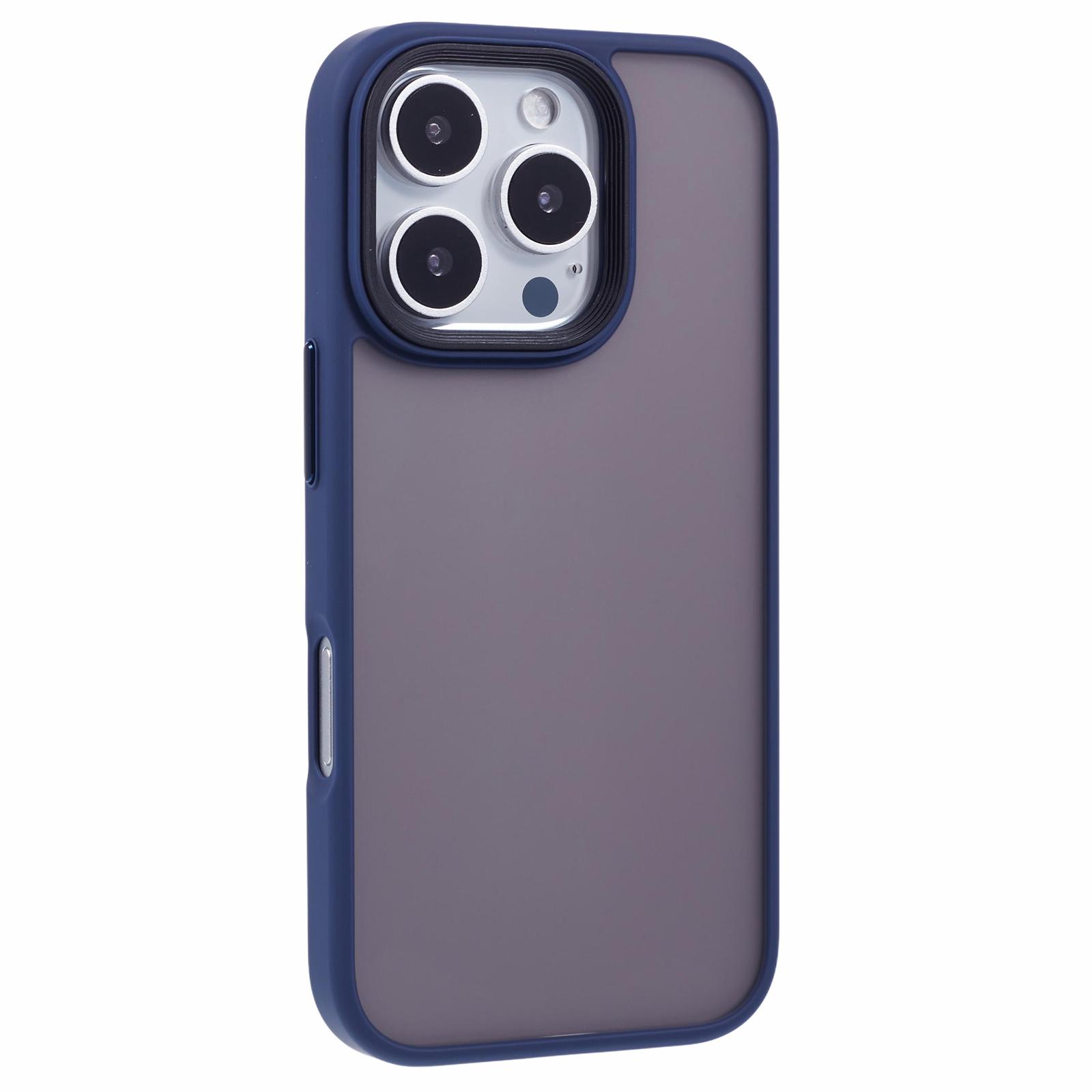 

For iPhone 16 Pro Cover Skin-Touch Matte Anti-Fingerprint PC+TPU Cell Phone Case Blue