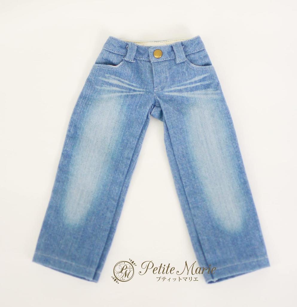 Petite Marie Scale BJD Compatible Wide Light Wide Stretch Fits 40cm BJD Doll Clothes 1/3 Okayama-Processed 8-Length Jeans, Blue, KOJIMA-Processed,