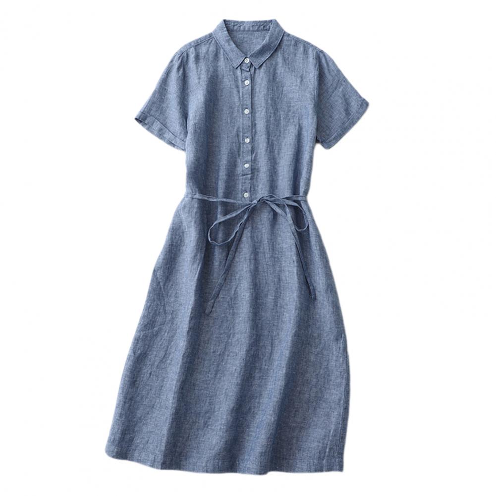 

Летнее женское платье с отложным воротником, короткими рукавами, А-силуэтом, большим подолом, однотонное, со шнуровкой на бретелях, полуоднобортное платье миди для свиданий M синий