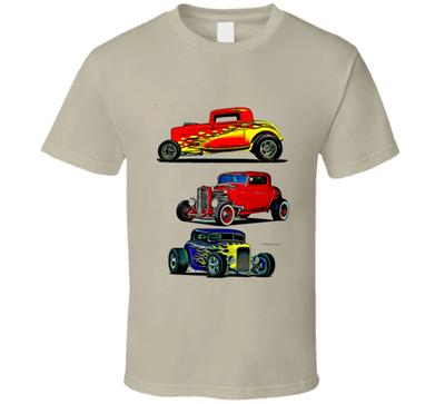 Street Rods Three Hot Rod Coupes Cool Muscle Car Gift T Shirt