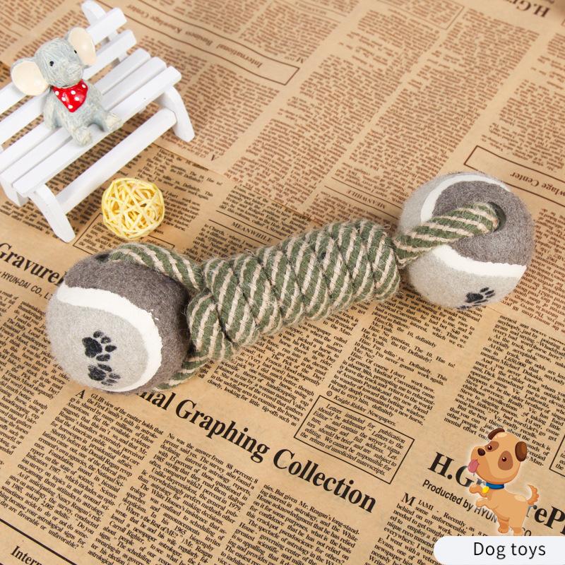 Dog Molar Toy Tennis Dumbbell Cotton Rope Pet Toy Durable Chew Rope Dog Toy Boredom Relief Self Playing Chew Toy Cotton Rope