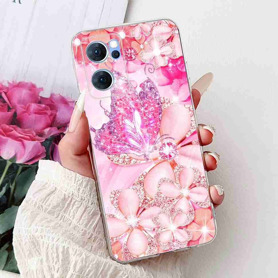 For Oppo Reno7 5G Casing Cute Cat Flower Painted Cover Soft Fundas Phone Case For Oppo Find X5 FindX5 Lite Reno 7 5G Back Cover