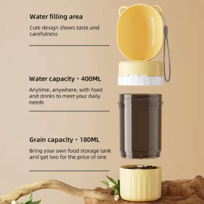 Custom 2 in 1 Portable Dog Water Bottle Pet Water Container with Food Storage Pet Travel Drinking Bowl for Dogs Pet Supplies