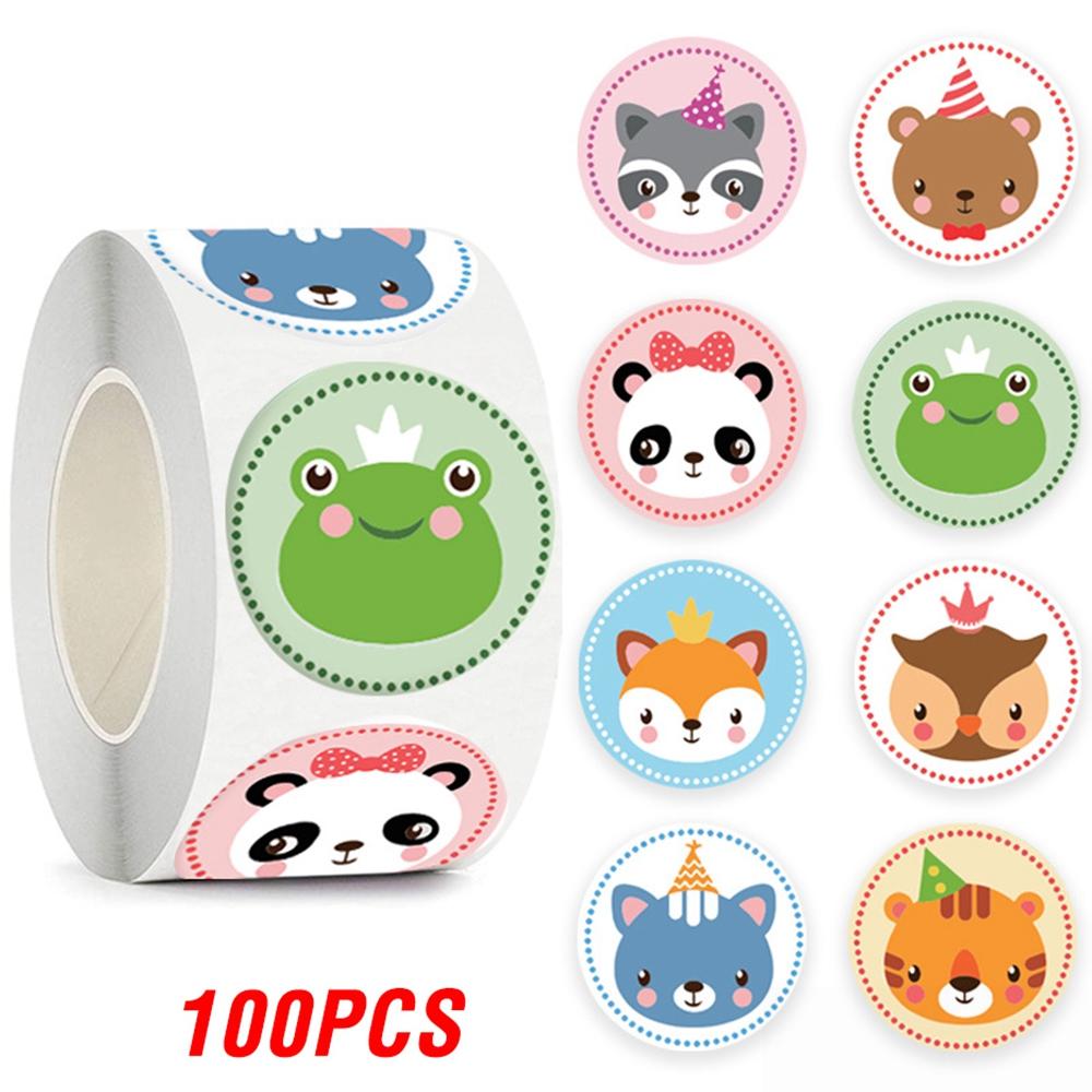 100-500pcs Cute Bear Thank You Sticker Children Sealing Labels Sticker for Gift Envelope Kid Gift Packaging Decorative Stickers