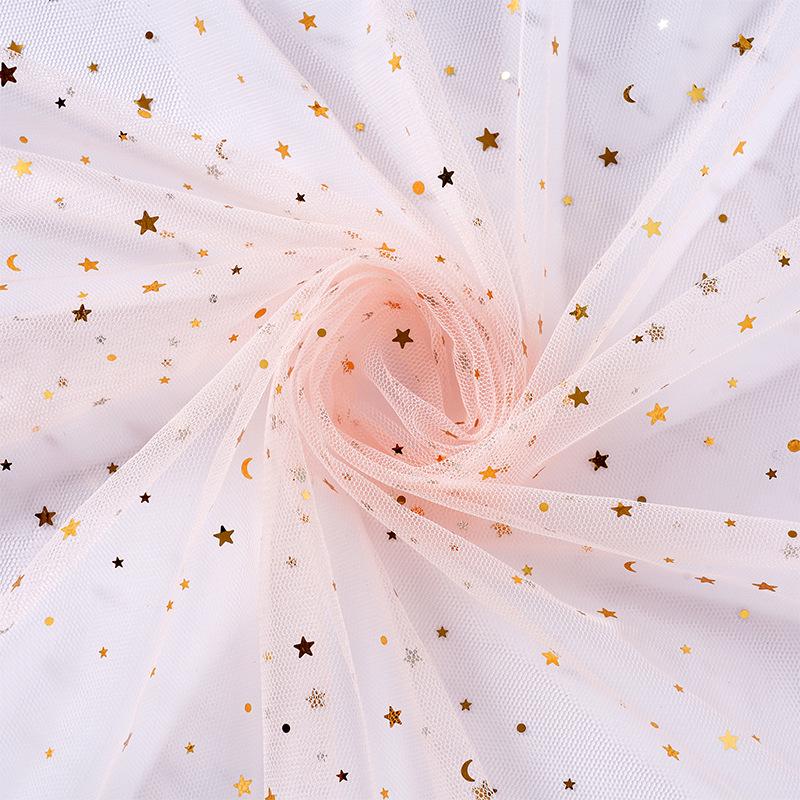 Stern und Mond Pailletten Mesh Stoff für DIY Deko-Projekte