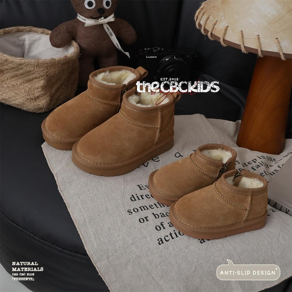 XSHX "spritzwassergeschützte & seitlicher Reißverschluss" Leder-Kinderschneestiefel Winter Kleinkinder Jungen und Mädchen [Schuhe aus Wenzhou]