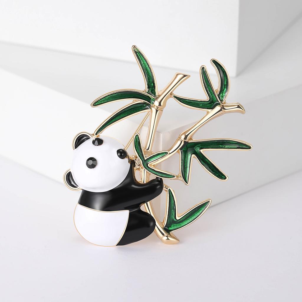 Strass Bambus Panda Brosche für Damen Emaille Tier Anstecknadeln Bankett Party Rucksack Geschenke Schmuck Accessoires