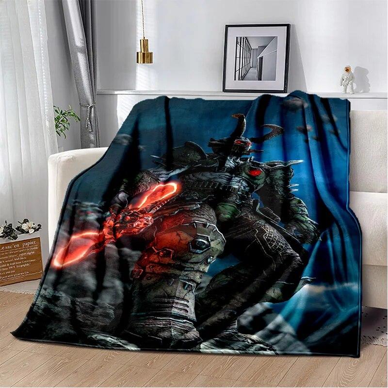Doom Retro Game Gamer Cartoon  Blanket,Soft Throw Blanket for Home Bedroom Bed Sofa Picnic Travel Office Rest Cover Blanket Kids