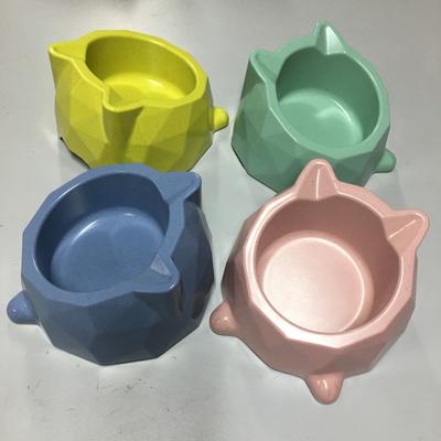 Bamboo Fiber Dog Food Bowl Cute Cartoon Cat Shape Oblique Mouth Pet Feeder Elevated Puppy Feeding Single Bowls Kitten Drinker