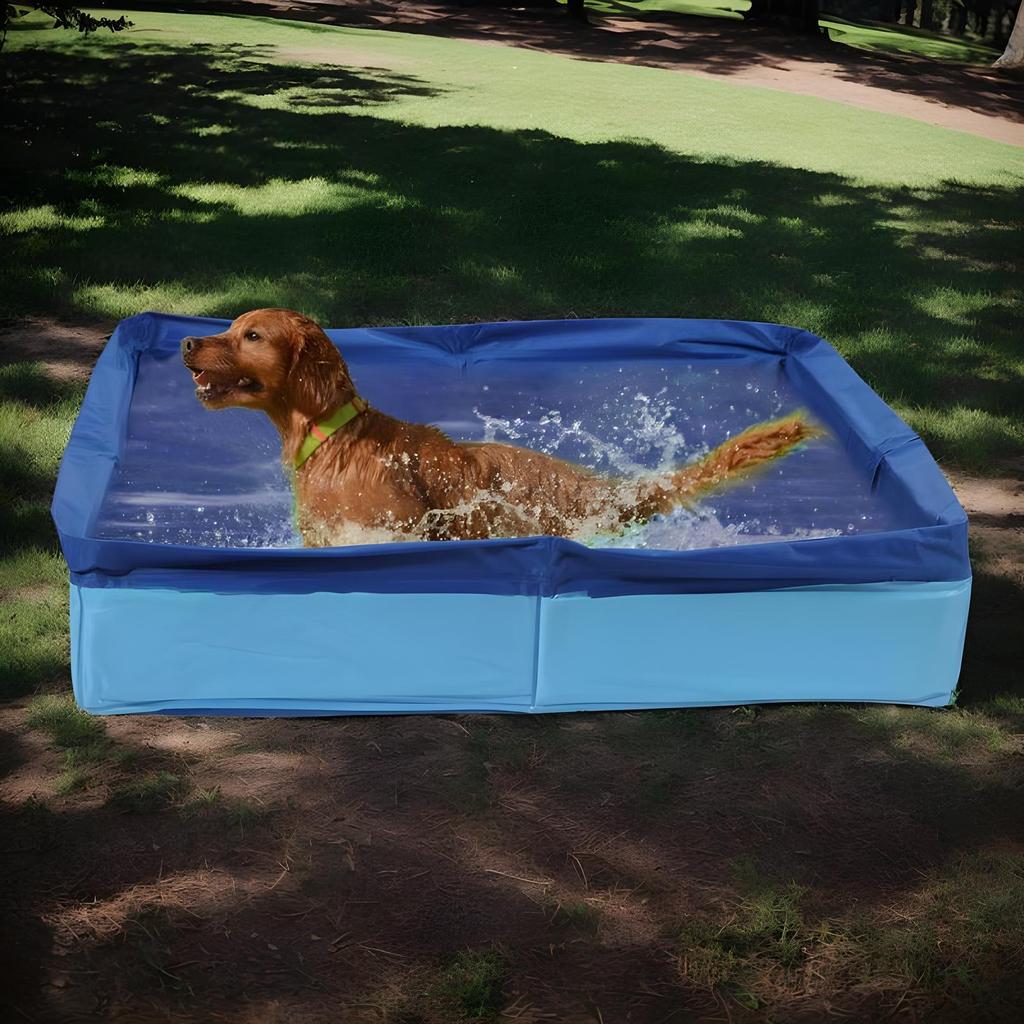 50x50cm PVC Foldable Dog Bath Tub Square-Shaped Pet Swimming Pool Non-Inflatable Save Space Dog Splash Pool Summer Water Toy