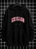 Unisex Hoodie, Casual Daily Wear, Chicago Letter Print, Pullover Sweatshirt, Streetwear Style, Autumn Winter Season, Kangaroo Pocket And Drawstring Ho