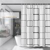 3D Elegant svart och vit fyrkantig Peva Duschdraperi Förtjockad Vattentät mögelbeständig badrumsavskiljning Universalgardin