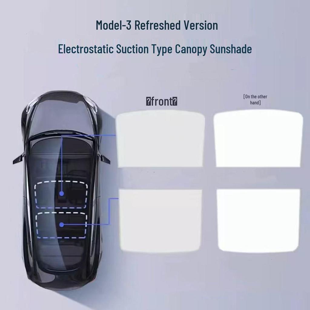 Tesla Sunshade Silicone Electrostatic Sunroof Screen for Model Y/3 Heat Insulation