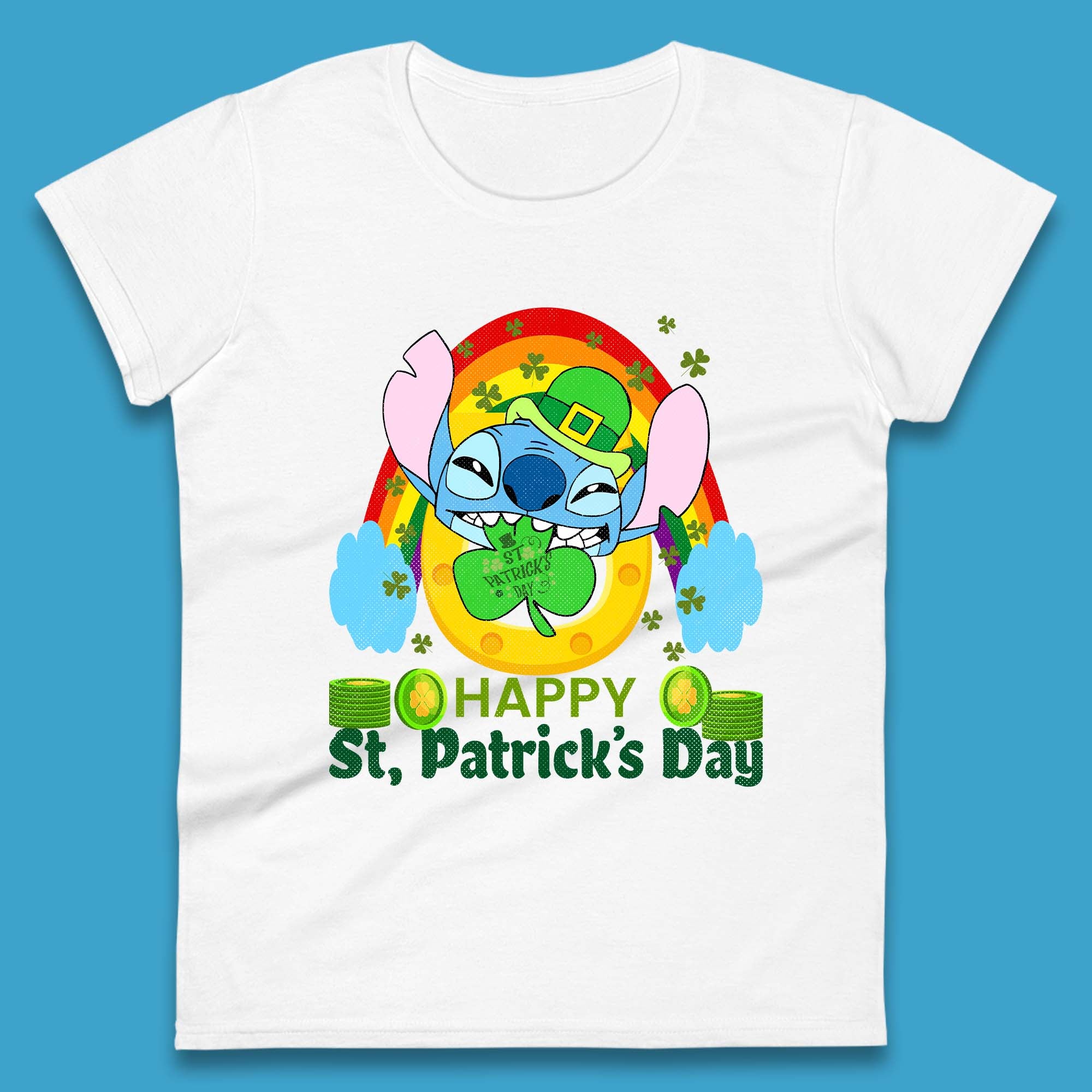St. Patrick s Day Stitch Womens T-Shirt Mens Tops Tees Unisex L
