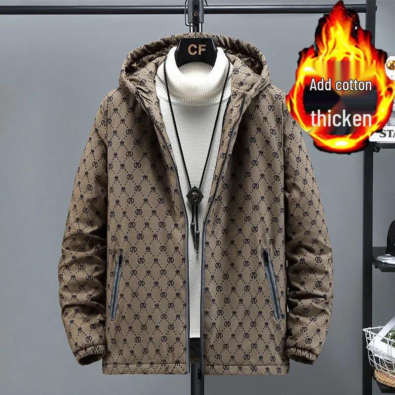 Europejska Modna Męska Kurtka Jacquard w Kratę ze Stójką - Koreański Styl Wiosenno-Jesienny Casualowy Top