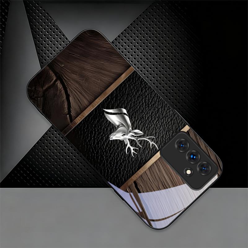 Elite Metallic Stag Black Phone Case For Samsung A32 A33 A34 A35 A36 A37 A51 52 52s A53 A54 A55 A56 A57 A71 A72 A73 Glass Cover