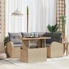 VidaXL 5-Piece Garden Dining Set with Beige Cushions Poly Rattan Acacia 3349580