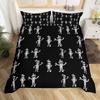 Sugar Skull King Queen Duvet Cover Funny Skeleton Halloween Bedding Set Gothic Spooky Bone Quilt Cover Polyester Comforter Cover