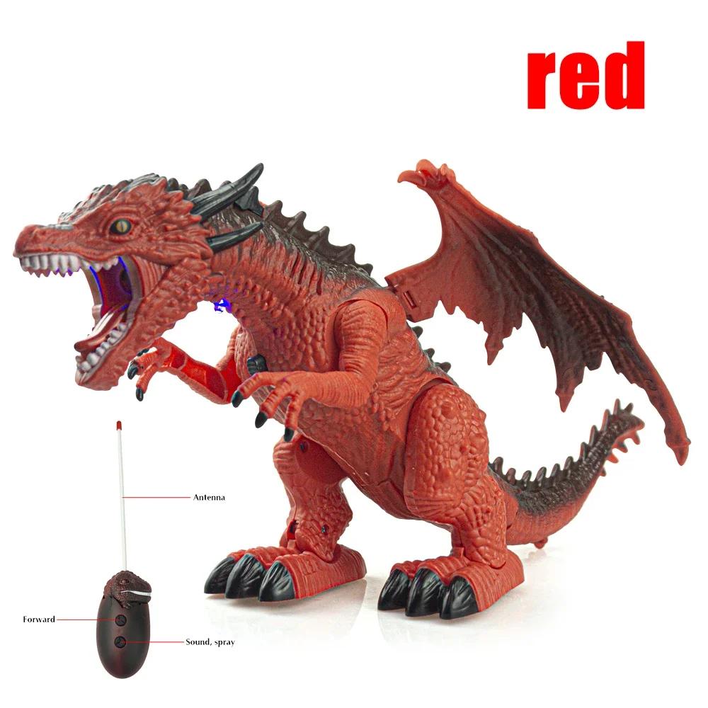 2.4G RC Dinosaur with Sounds Lights Spray Remote Control Dino Dragon Toys Electric Simulation Velociraptor Toy For Childrens Toy