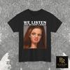 Funny Doll Face Meme Shirt Gift Disgusted Expression, We Listen We Don't Judge, Absurd Gen Z Cursed Doll T-Shirt, Y2K WTF Stupid Look Gifts