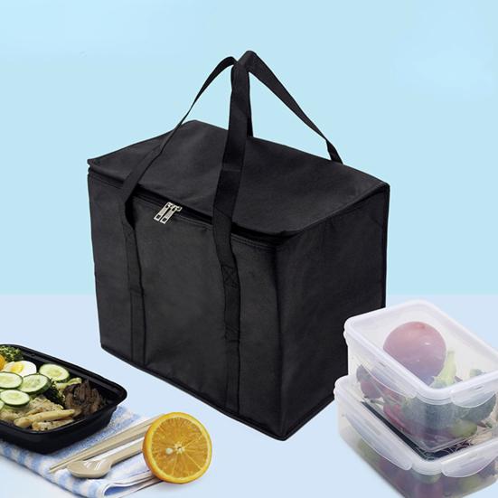 Insulated Grocery Shopping Bag Bento Container with Handle Zipper Closure Large Capacity Thermal Insulation Tote Bag