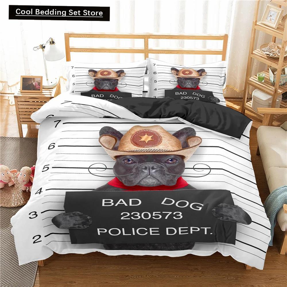 Cute Animal Bedding Set Cartoon Pug Dog Duvet Cover Sets Kids Comforter Cover Queen King Twin Single Size Polyester Quilt Cover