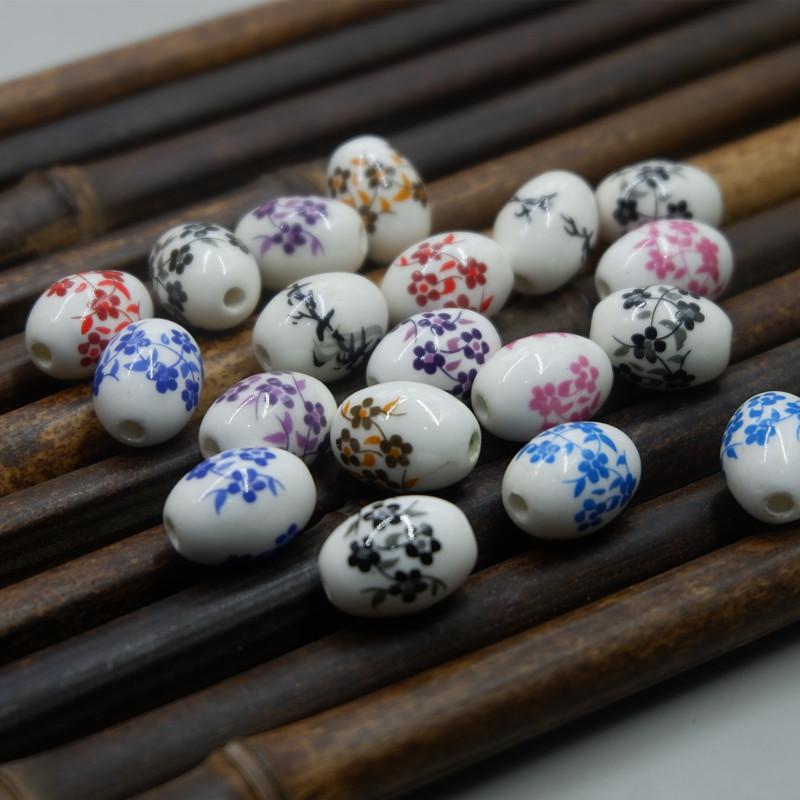 13 * 18 Loose Beads Ceramic Oval Beads, Jingdezhen Ceramic Beads Diy Ceramic Beads Chinese Knot Accessories Material