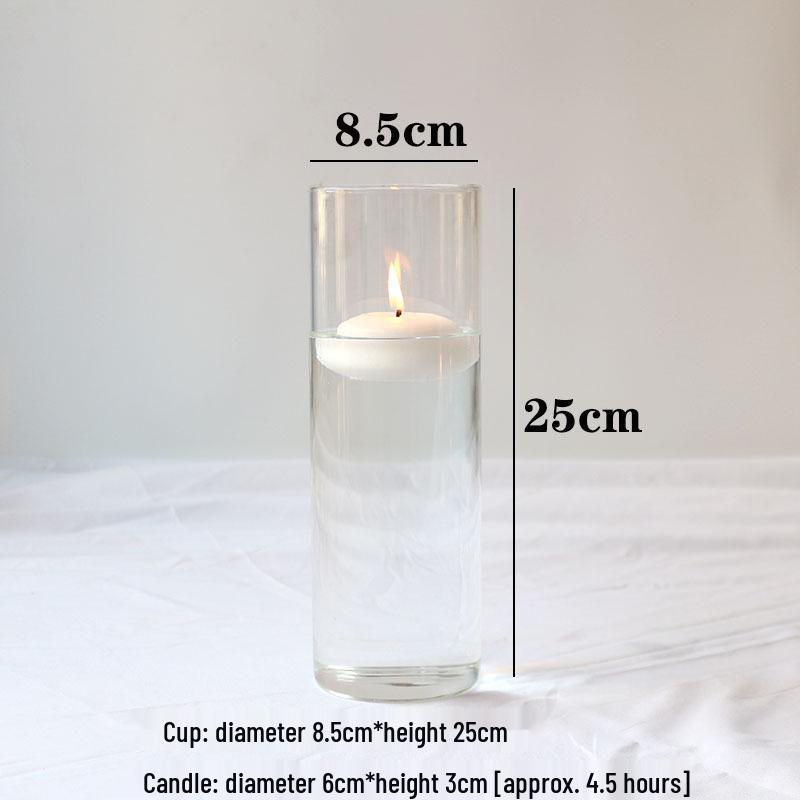 Glass Candle Holders for European Romantic Dinner, Wedding, Birthday, or Hotel Events - Floating Water Candles Included