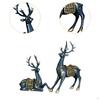 2 Pieces Reindeer Figurines,Resin Sitting Standing Deer Statues Nordic Sculpture,Deer Ornaments for