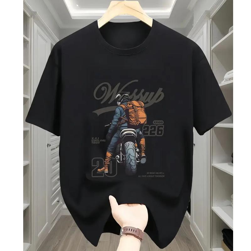 New Summer Men's Fashion T-shirt Personality Motorcycle Printed Men's T-shirt Top