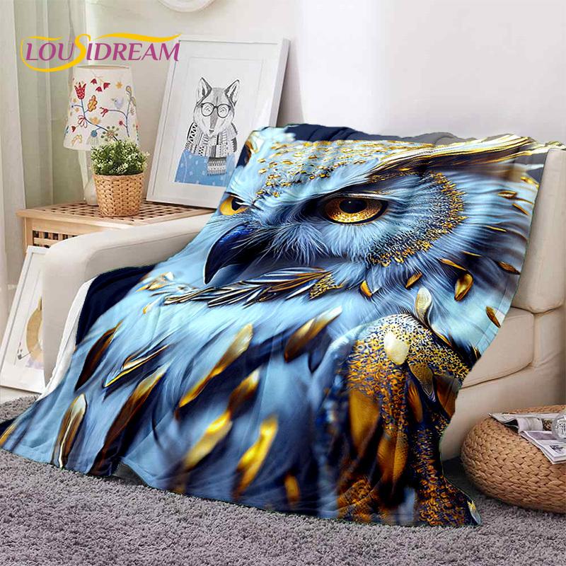 3D Cute Owl Eagle Birds Cartoon HD Soft Flannel Blankets,Throw Blanket Comfortable Blanket for Picnic Beds Home Bedroom Kid Gift
