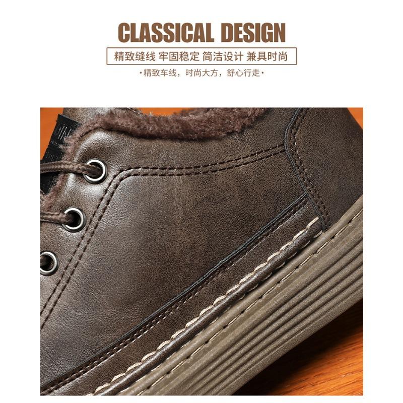 Winter Mens High Top Fleece Lined Casual Shoes Non Slip Durable