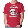 Unisex Crew Neck T-Shirt Rolling With My Snowmies Graphic Short Sleeve Casual Tee