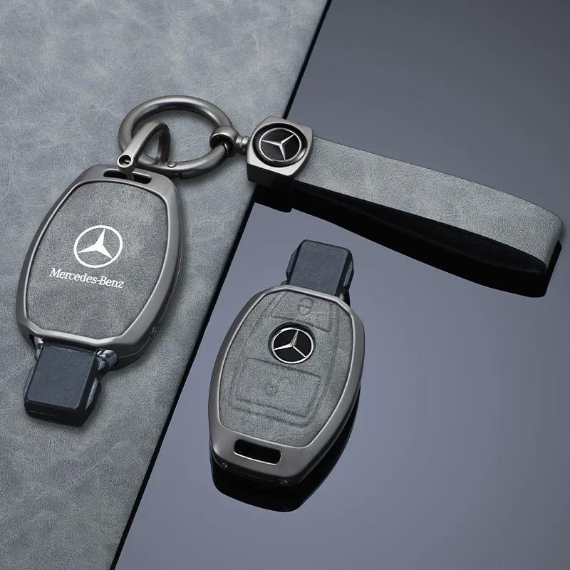 VCJ1 Metal Leather Car Key Case Protector Shell For Mercedes Benz A C E S G Class GLA CLA GLK GLC CLS W204 W463 W176 W251 W205 AMG