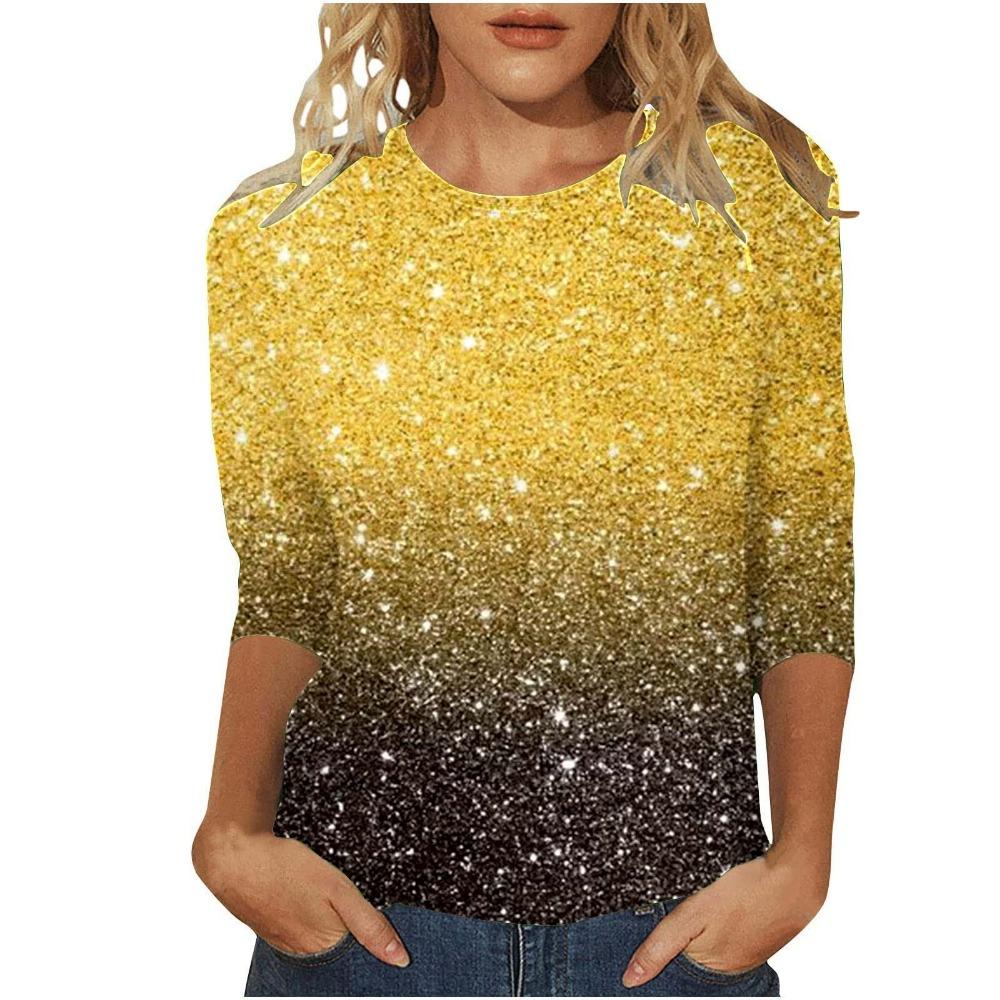 

Червоний принт Жіноча футболка Святкуйте карнавальну атмосферу Модні футболки для жінок Рукави сорочки три чверті Топ S