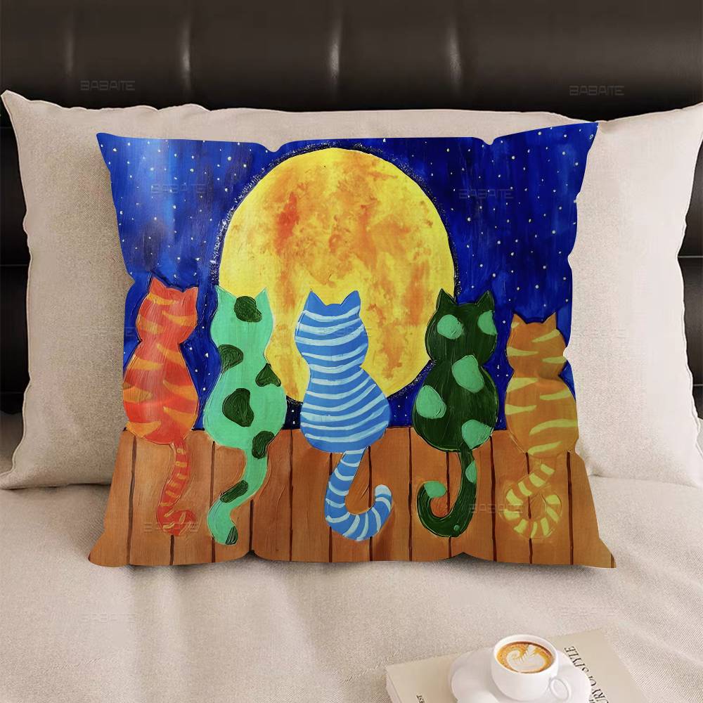 Kawaii Anime Katt Söt Dekorativ Rum Estetik Kuddfodral Heminredning Sovrum Soffa Säng Soffa Kuddfodral 45x45
