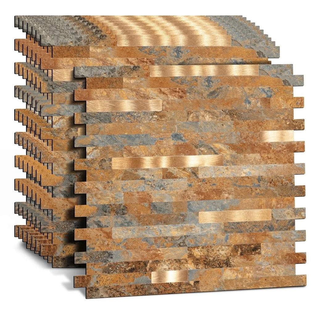 1pcs Mosaic Wall Tile Peel And Stick Self Adhesive Waterproof Aluminum rectangle Kitchen Bath Tile Backsplash Fireproof wall