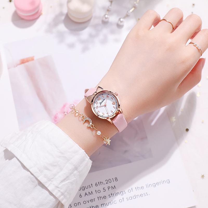 Quartz Watch, Women's Model, Seven-point Cat, Six-point Cat, Love Luminous Needle Student Watch