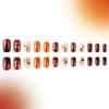 Thanksgiving Fall Press on Nails Medium Square False Nails Maple Leaf Orange Glitters Strips Acrylic Nails Stick on Nail