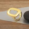 Nidin Simple Fashion Rectangular Shape Hollow Design Open Rings Adjustable For Female Copper Chunky Glossy Finger Jewelry