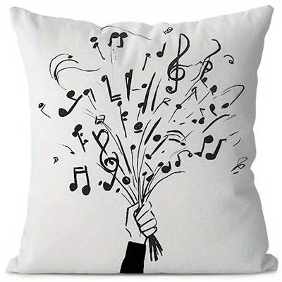 Home Decor Music Notes Pattern Pillowcase For Home Decor Pattern Cushion Cover Suitable For Sofa Bedroom Car Pillow Cover
